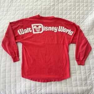 WALT DISNEY WORLD Womens Spirit Jersey XS Coral Pink Back Spell Out Long Sleeve